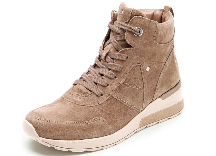 Waldl&auml;ufer Schn&uuml;r-Stiefelette mit Innenrei&szlig;verschluss TAUPE