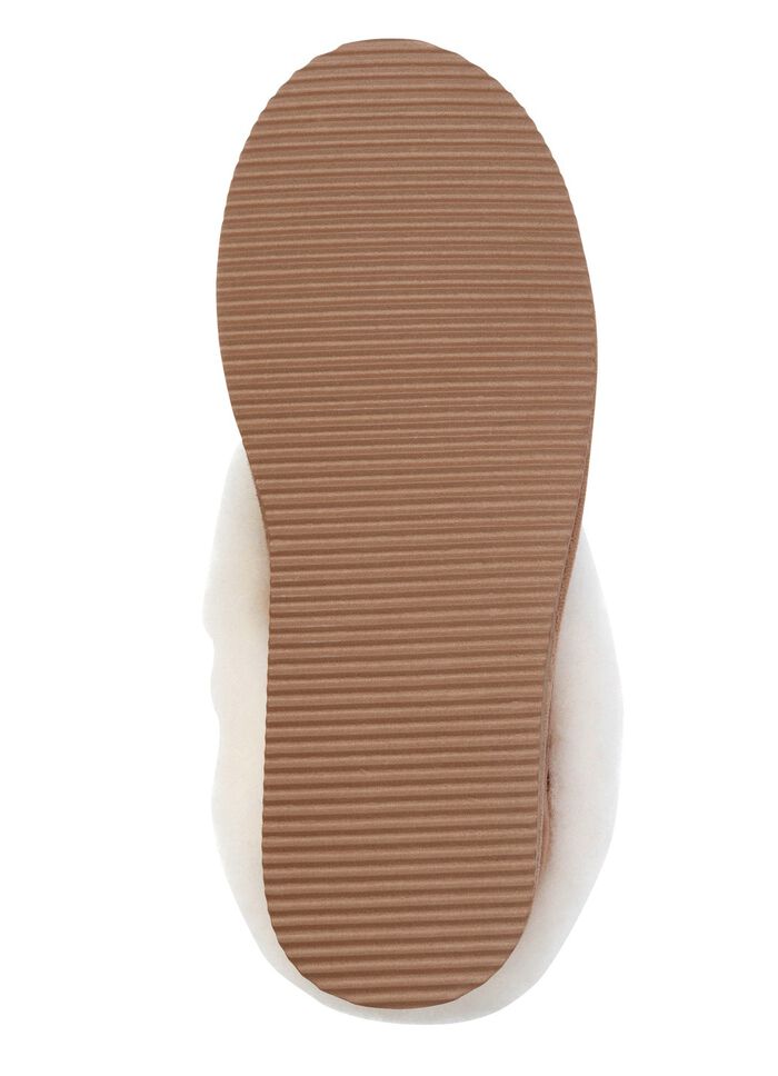 ELENA EDEN, warme Damen-Hausschuhe, Weite G, mit Lammfell TABAKBRAUN