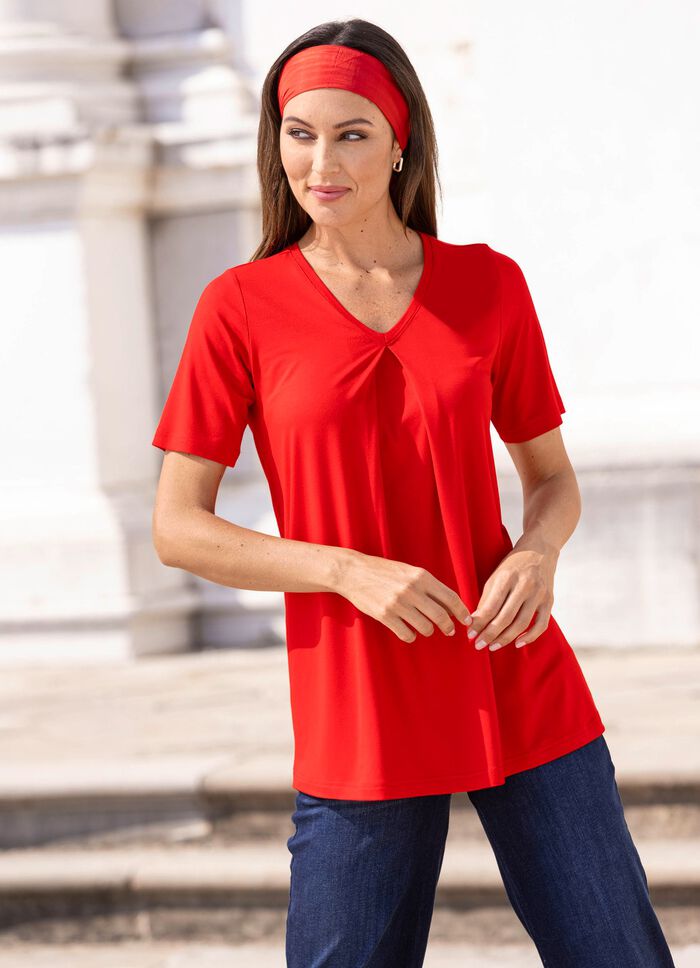 Shirt mit Kellerfalte in 2 Farben ROT