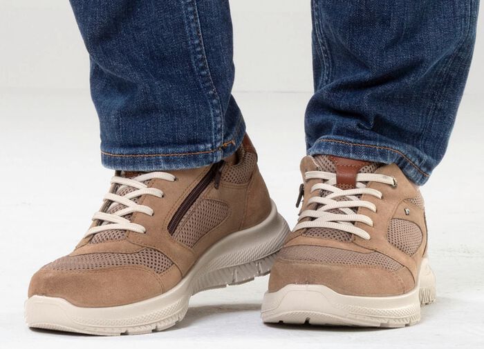 Sportliche Herren-Schn&uuml;rschuhe, Weite H, mit herausnehmbarem Fu&szlig;bett BEIGE