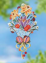 Fensterbild aus echter Plauener Spitze 