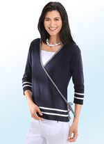 Pullover in Doppel-Optik und mit Strickschleife 