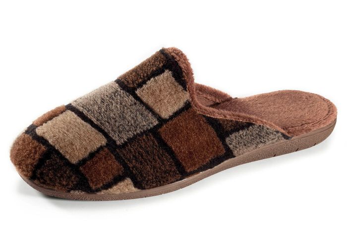 Pantoffel aus weichem Pl&uuml;schmaterial BRAUN