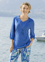 Shirt mit Glanzeinfass am V-Ausschnitt in 2 Farben ROYALBLAU