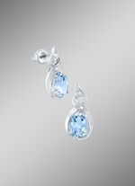 Moderne Ohrstecker mit Blautopas und echt Wei&szlig;topas 