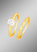 Vergoldetes, 2-teiliges Ring-Set, mit Zirkonia 