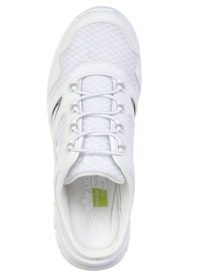 Sportlicher Damen-Sabot, mit herausnehmbarem Fußbett WEISS