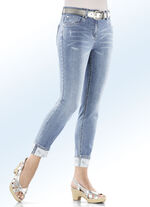 Edel-Jeans in 7/8-L&auml;nge mit h&uuml;bschem Glitzersteinchenbesatz HELLBLAU