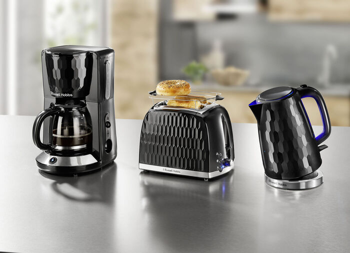Russell Hobbs Fr&uuml;hst&uuml;cksserie Honeycomb aus Hochglanz-Kunststoff SCHWARZ