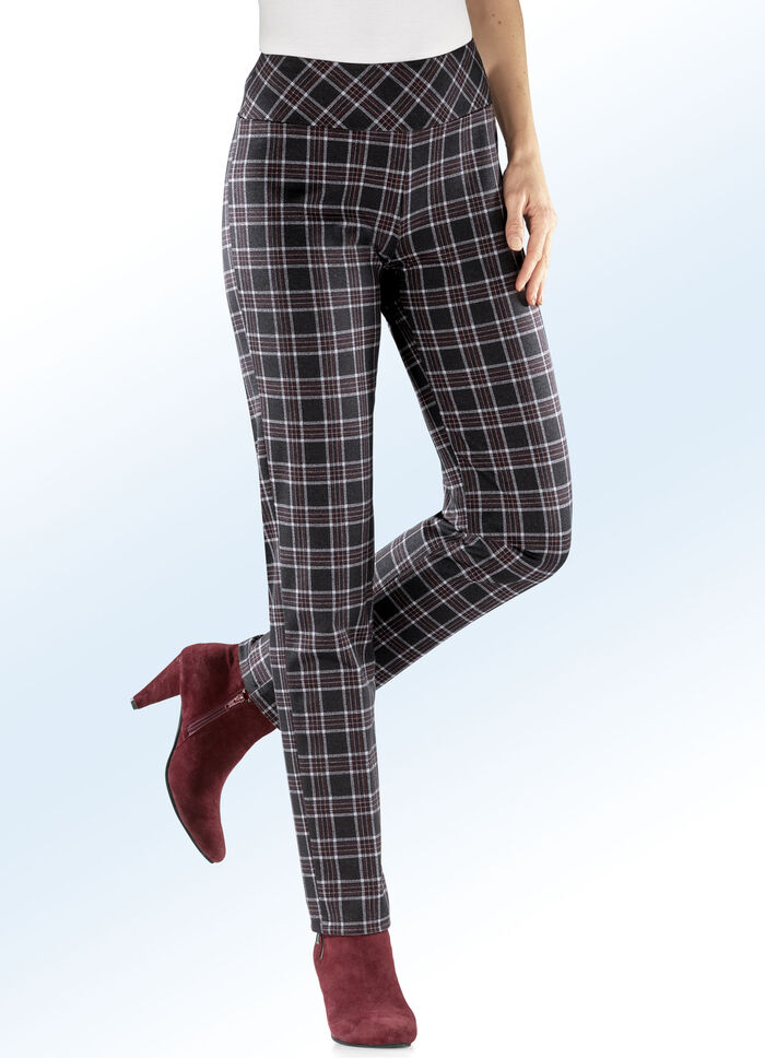 Hose mit aktueller Karo-Dessinierung ANTHRAZIT-BORDEAUX-GRAU