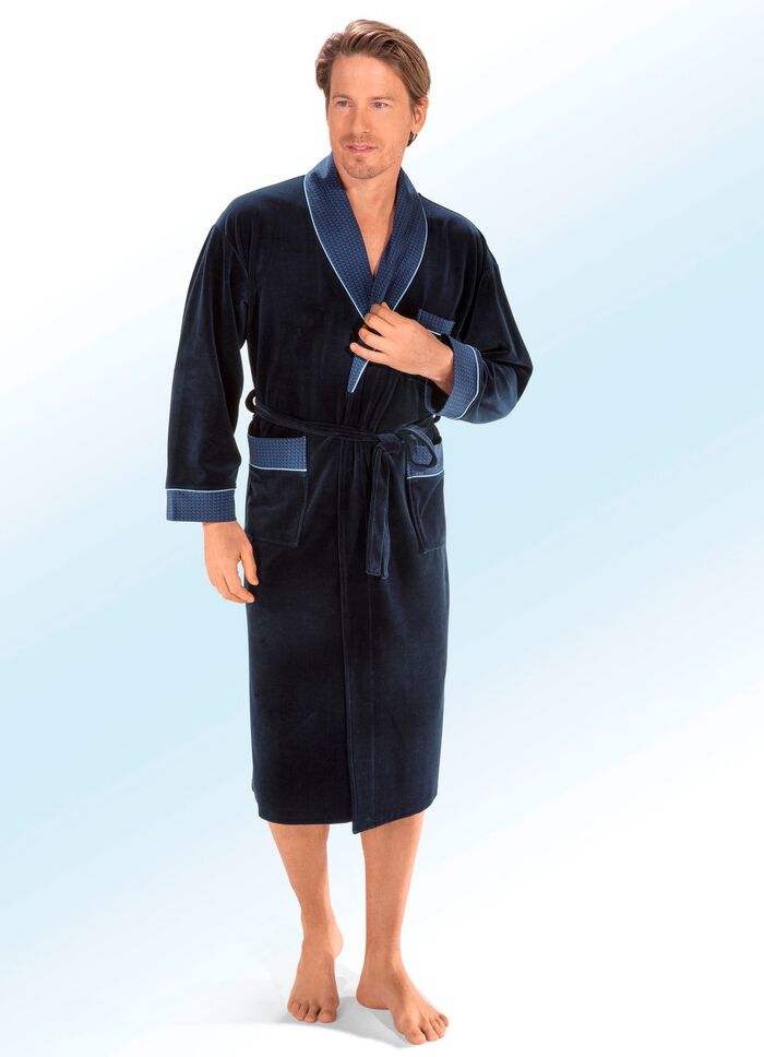 Bademantel mit Brusttasche in 3 Farben NACHTBLAU