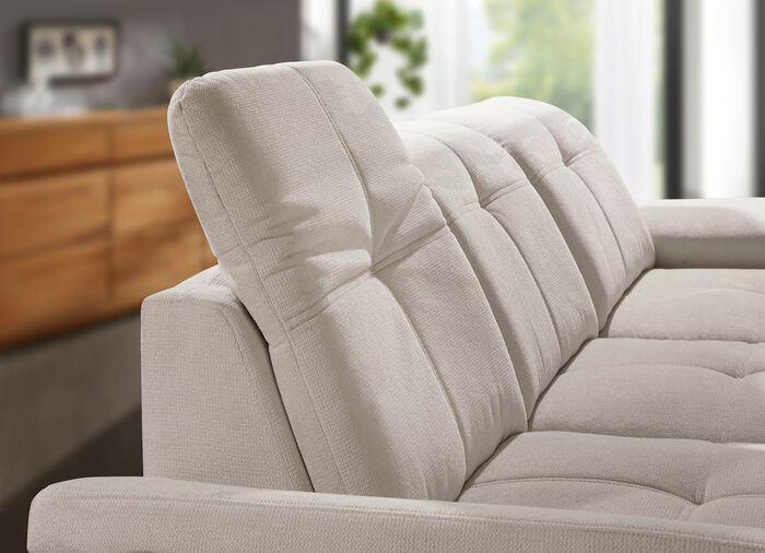 Wohnlandschaft mit Bettfunktion und Bettkasten CREME