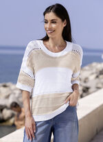 Pulli aus reiner Baumwolle BEIGE-WEISS
