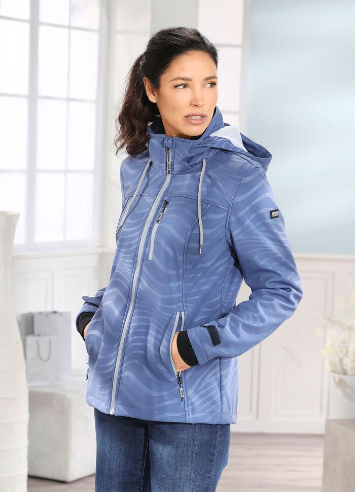 Funktionsjacke mit Regenschild an der Kapuze JEANSBLAU