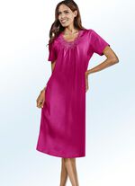 Zweierpack Nachthemden, Stickereispitze und Raffungen im Vorderteil PINK/ROYALBLAU