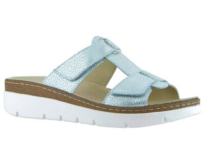 Klett-Pantolette "Cara" aus gepr&auml;gtem Echtleder 