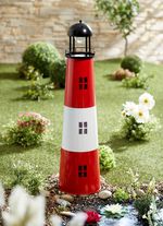 Dekorativer Solar Leuchtturm aus Metall 