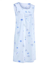 Zweierpack Nachthemden mit breiten Tr&auml;gern und Knopfleiste 1X PASTELLGR&Uuml;N-BUNT, 1X BLEU-BUNT