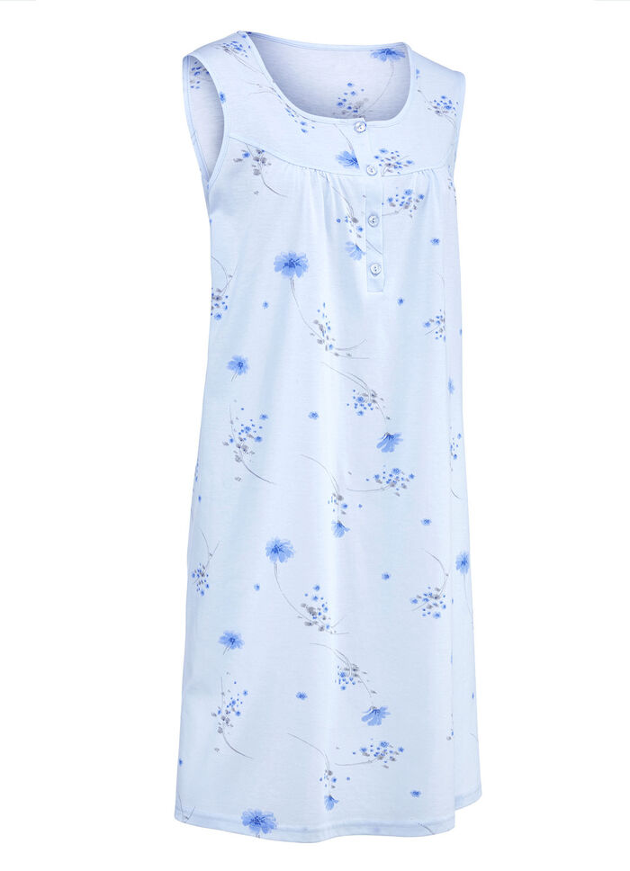 Zweierpack Nachthemden mit breiten Tr&auml;gern und Knopfleiste 1X PASTELLGR&Uuml;N-BUNT, 1X BLEU-BUNT