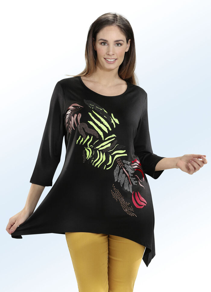 Longshirt mit effektvollem Motiv-Druck 