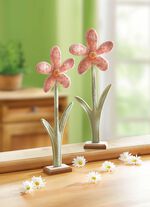 Filz-Blume auf Holzsockel, 2er-Set 