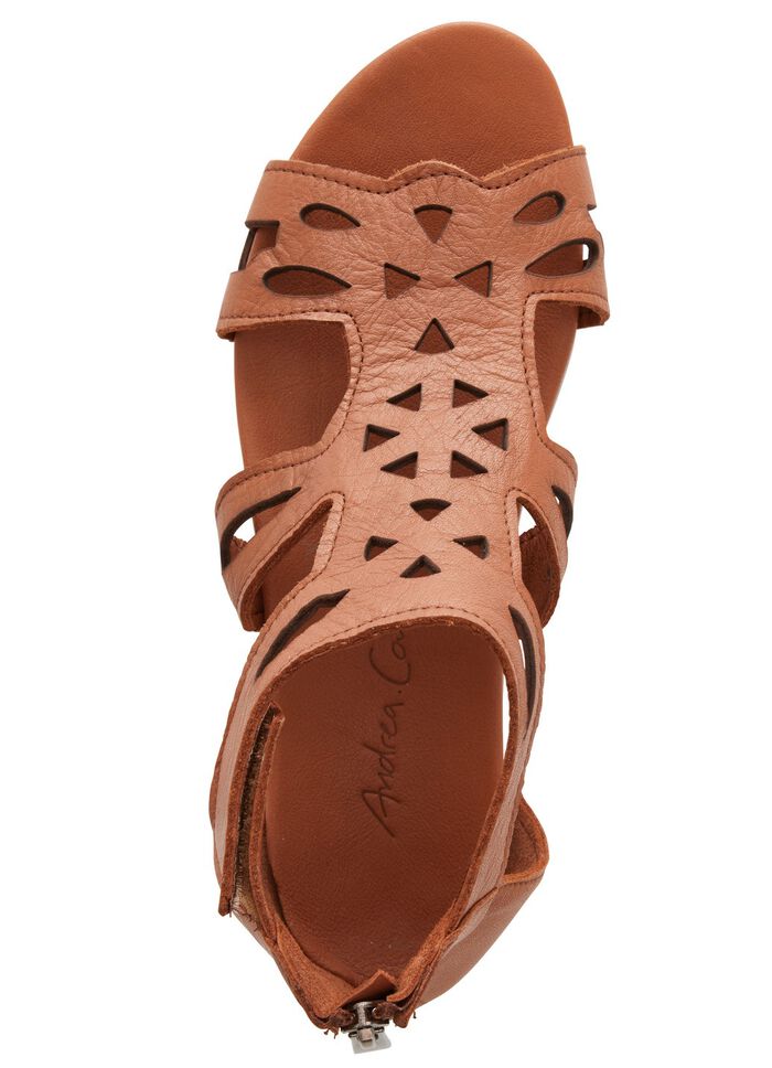 Andrea Conti, modische Damen-Sandalen, aus Leder COGNAC
