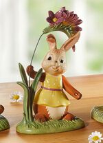 Hasen mit fr&uuml;hlingshafte Blumen aus Feinsteingut BUNT