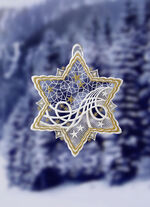 Stern-Fensterbild aus echter Plauener Spitze 