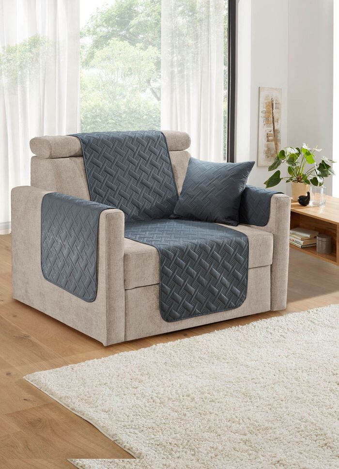 Sessel-,Couch- und Armlehnenschoner  mit  Rauten-Steppung ANTHRAZIT