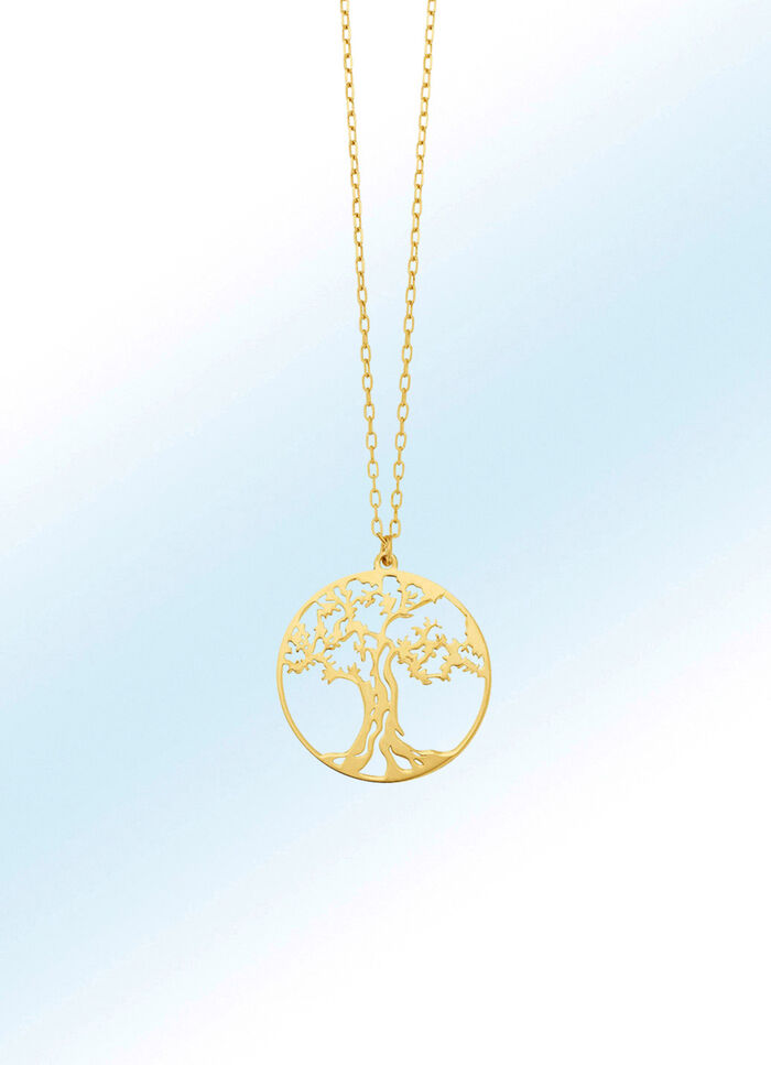 Filigraner Anh&auml;nger Lebensbaum mit Ankerkette 