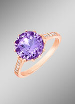 Funkelnder Damenring mit echt Amethyst und synth. Zirkonia 