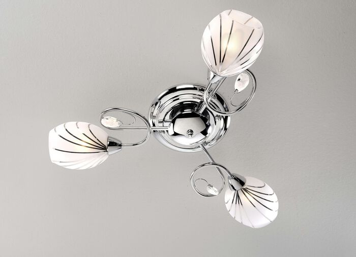 Deckenleuchte aus Metall und Glaslampenschirmen CHROM