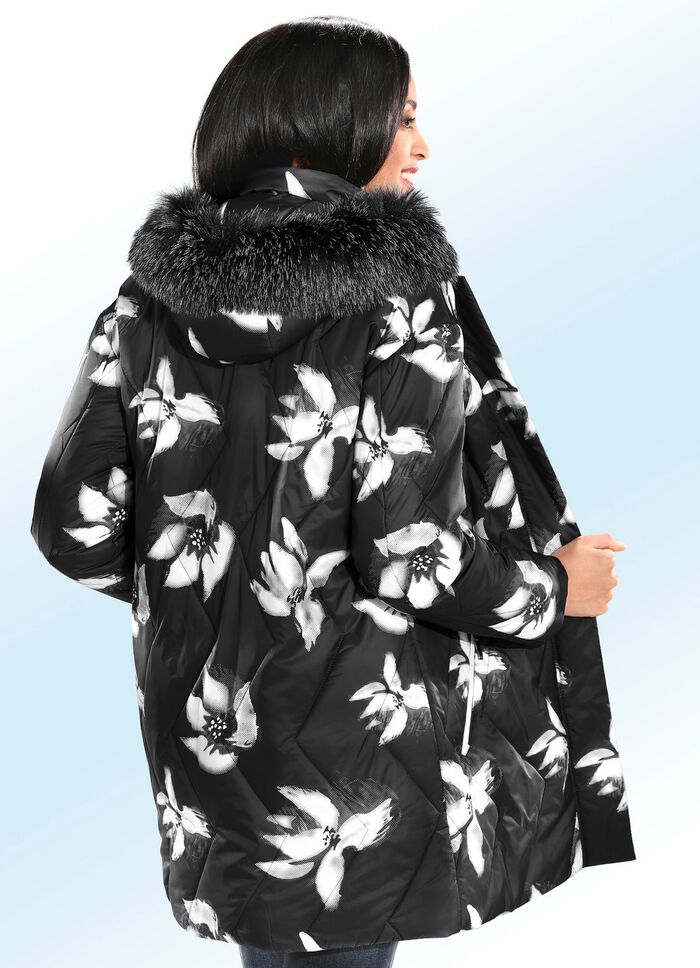 Kurzmantel mit Bl&uuml;tendessin 