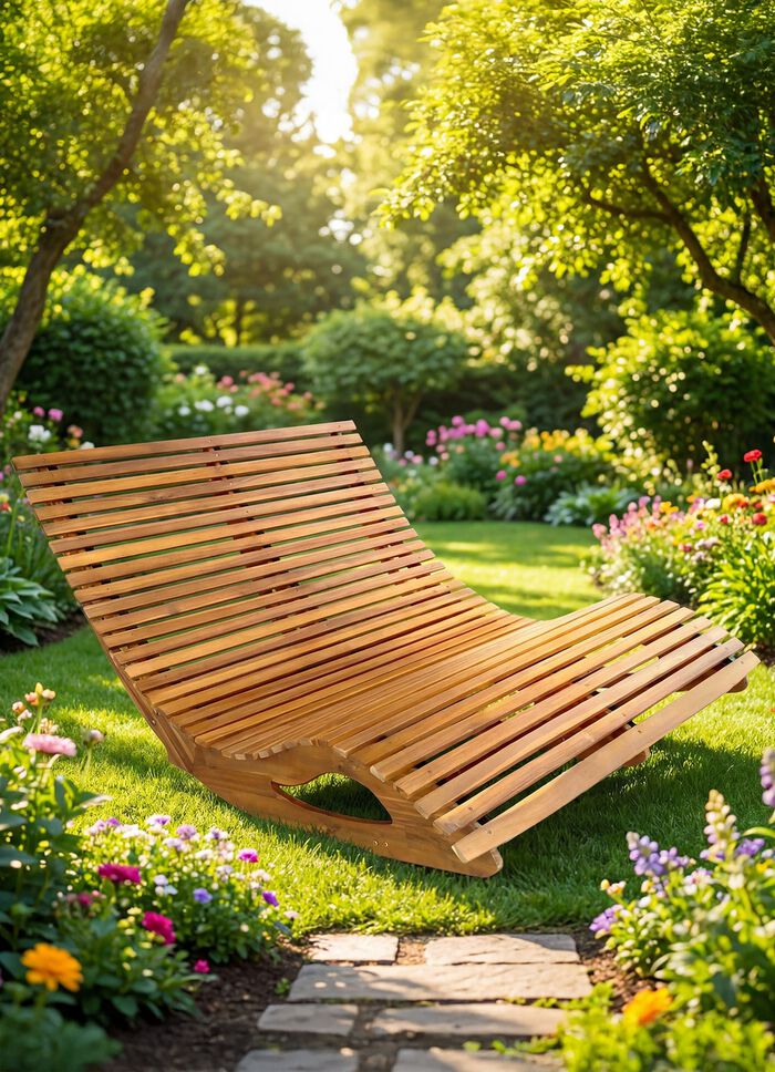 Doppel-Schaukelliege aus Akazienholz 