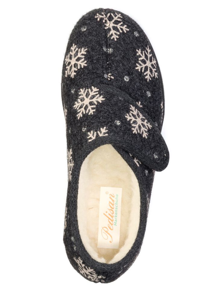 Warme Damen-Hausschuhe, Weite H, mit Klettverschluss 