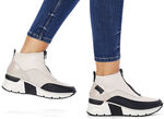 Rieker, stylische Damen-Boots, Weite G, mit Reißverschluss ECRU-SCHWARZ