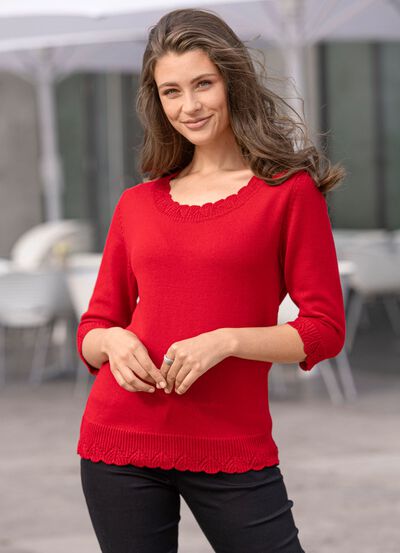 Pullover mit Wellenabschl&uuml;ssen 