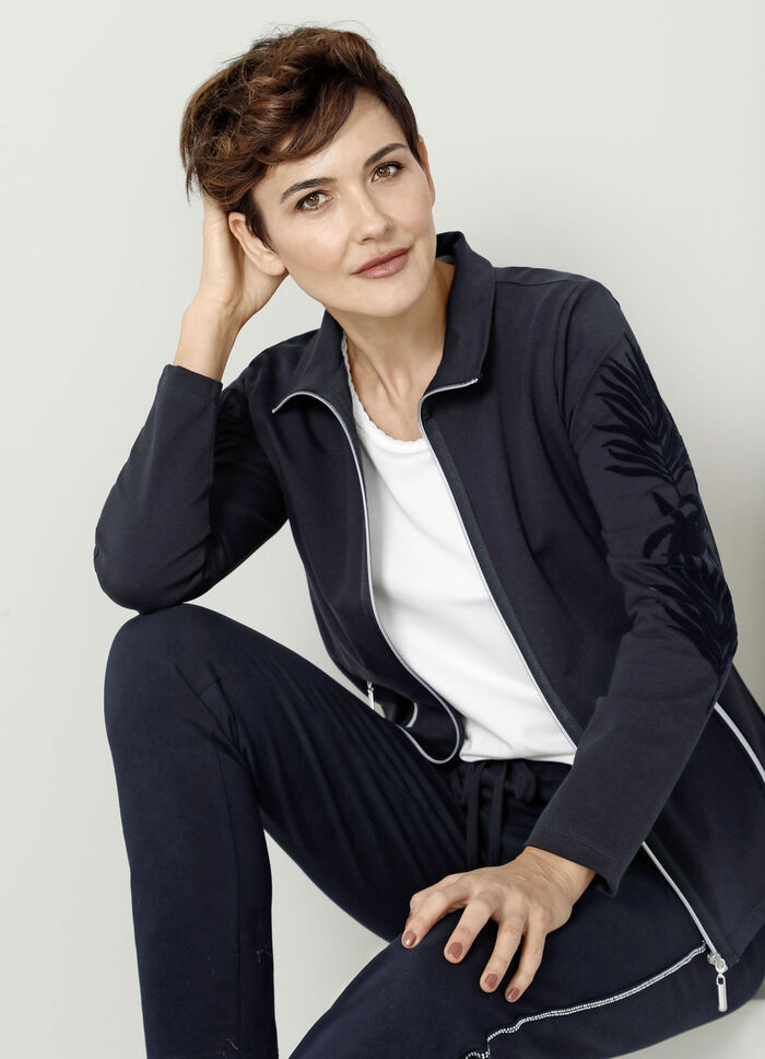 Sweatjacke mit floralem Druck