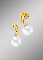 Ohrstecker mit S&uuml;&szlig;wasser-Zuchtperlen und Diamanten 