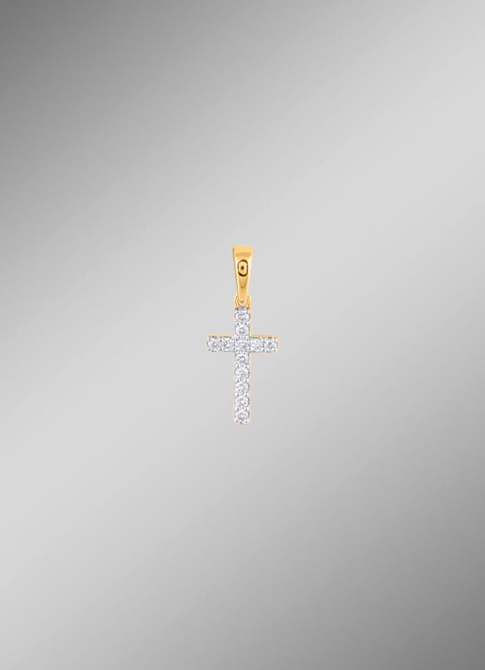 Kreuz-Anh&auml;nger mit 12 Diamanten 