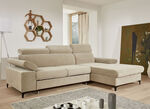 Polsterecke mit Bettfunktion und Bettkasten in der Ottomane BEIGE