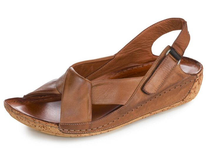 Gemini Sandale aus weichem Leder COGNAC