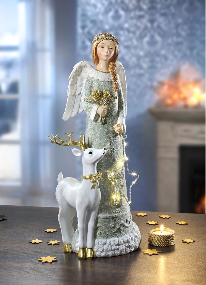 Beleuchteter Engel mit Hirsch 