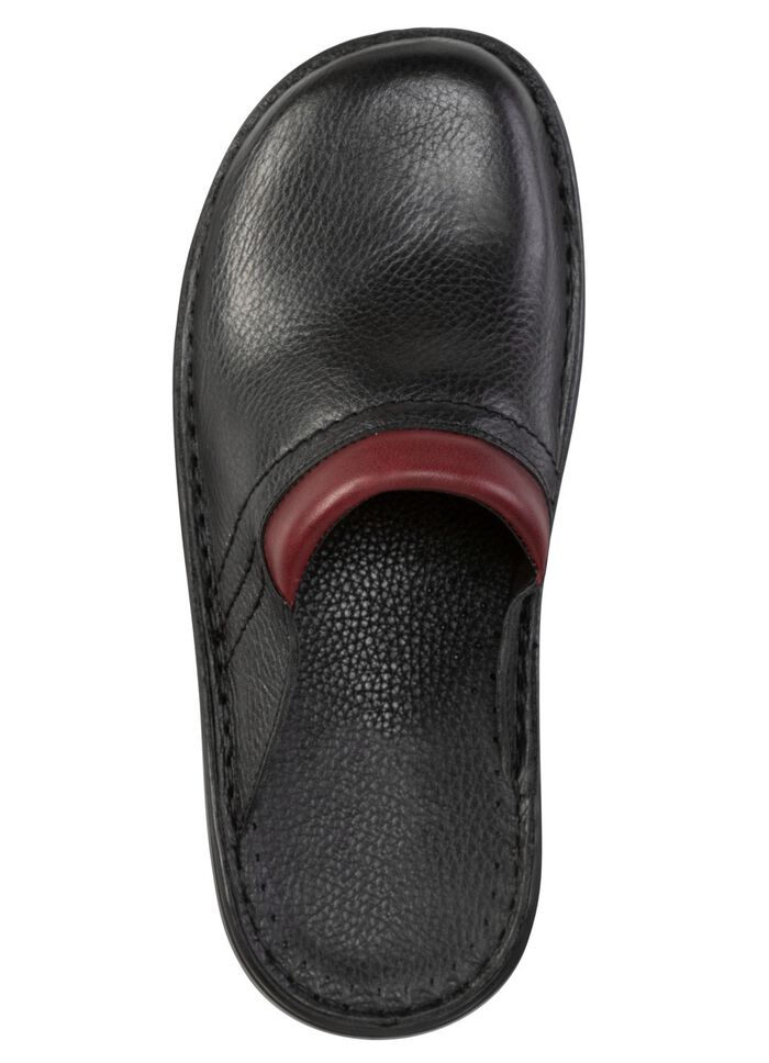 GINO GALANTE, bequeme Herren-Pantoletten, Weite H, aus Leder SCHWARZ-CHIANTI
