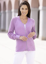 Strickjacke mit Cloquéstruktur FLIEDER