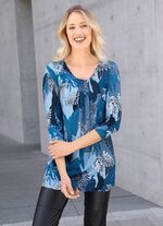 Longshirt mit dezenter Faltenlegung in 2 Farben BLAU-BLEU-BUNT
