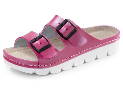 Klassische Damen-Pantoletten, mit verstellbaren Schlie&szlig;en 