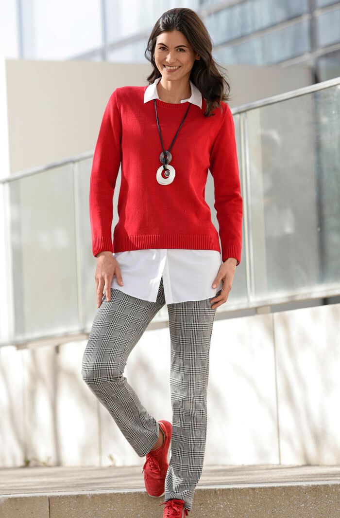 Pullover mit Rippenb&uuml;ndchen ROT