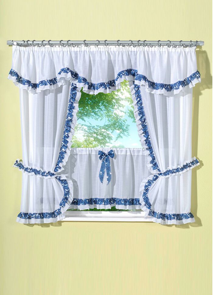 Fensterdekoration in verschiedenen Farben WEISS-BLAU