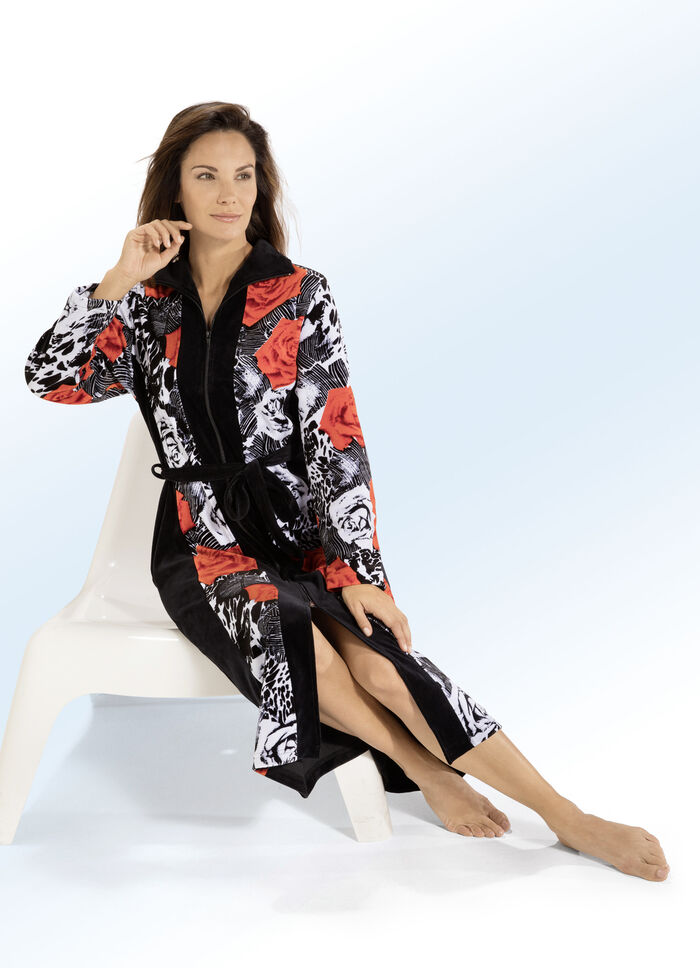 Hausmantel mit tollem Blumen-Dessin 